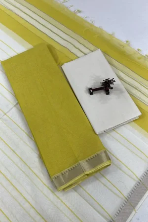 Mustard Yellow Mangalagiri Handloom Cotton Nizam Zari Border Fabric