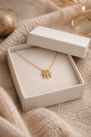 Gold-Finish Minimal Fan Pendant Necklace