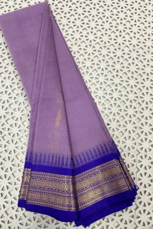 Lavender Purple Soft Cotton Kuppadam Saree with Royal Blue Border