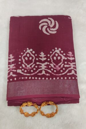 Chanderi Cotton Maroon Saree