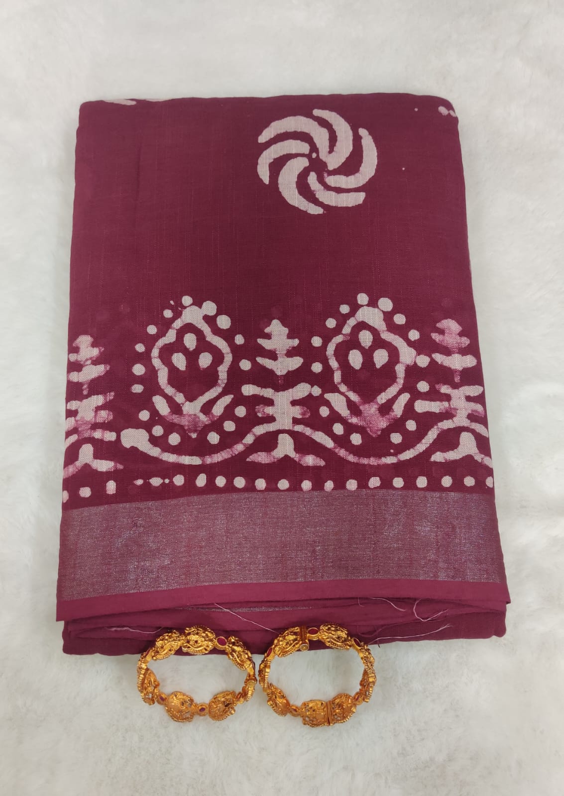 Chanderi Cotton Maroon Saree