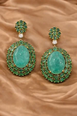 Aaranya Emerald Aura Statement Earrings