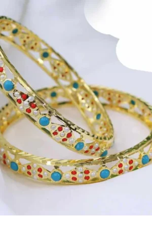 Padmika Jadau Bangle – Turquoise Bloom From The Suttra Series by Dhatu Suttam