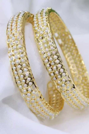 Mrinala Jadau Bangle – Ivory Pearl Grande From The Suttra Series by Dhatu Suttam