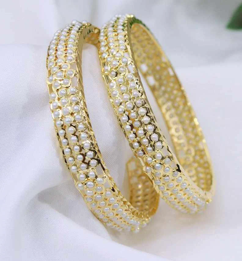 Mrinala Jadau Bangle – Ivory Pearl Grande From The Suttra Series by Dhatu Suttam