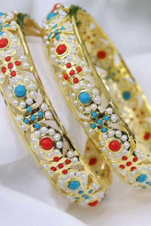 Varnika Jadau Bangle – Ruby Turquoise Royale From The Suttra Series by Dhatu Suttam