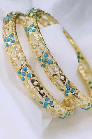Varnika Jadau Bangle – Aqua Blossom From The Suttra Series by Dhatu Suttam