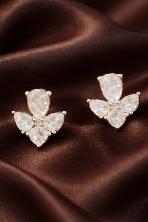 Trinity Bloom Diamond Stud Earrings