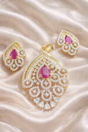 Ruhani Ruby Paisley Pendant Set