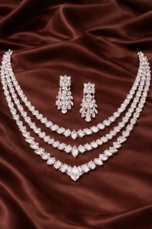 Triveni Diamond Cascade Bridal Necklace Set