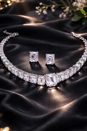 Celestine Emerald-Cut Crystal Choker Set