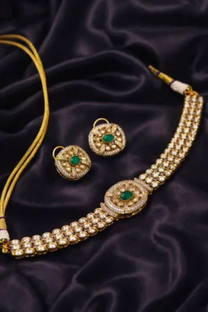 Zeenat Emerald Polki Choker Set