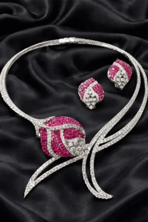 Raktapushpa Diamond Bloom Necklace Set