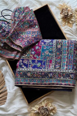 violet-purple crepe designer saree, where timeless grace meets modern glamour.