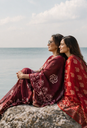 elegent red and maroon color chanderi cotton linen saree